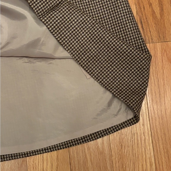 Vintage Talbots Lined Skirt Women's Size 16 Wool Brown Houndstooth A-Line - Picture 7 of 11